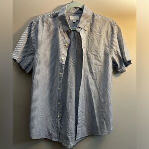 Men’s Blue & White Striped Button-Down Shirt | Free Assembly | Classic Fit